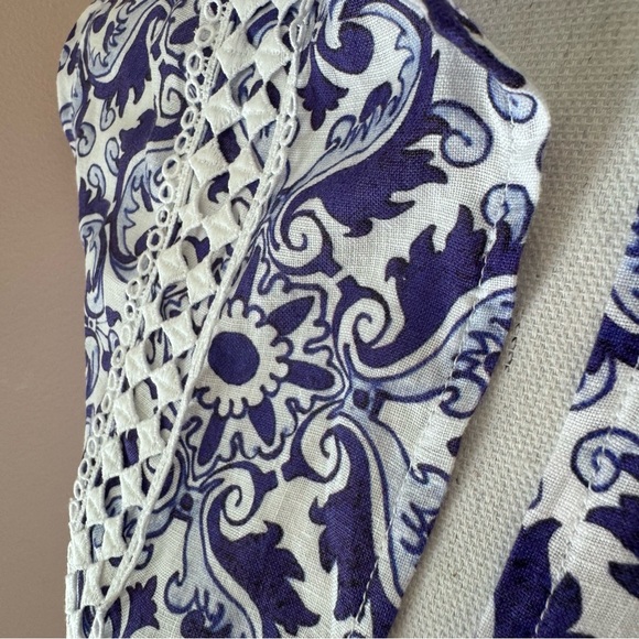 Temptation Positano Ieranto Dress Ceramica Blue Linen Size Medium - Picture 4 of 13